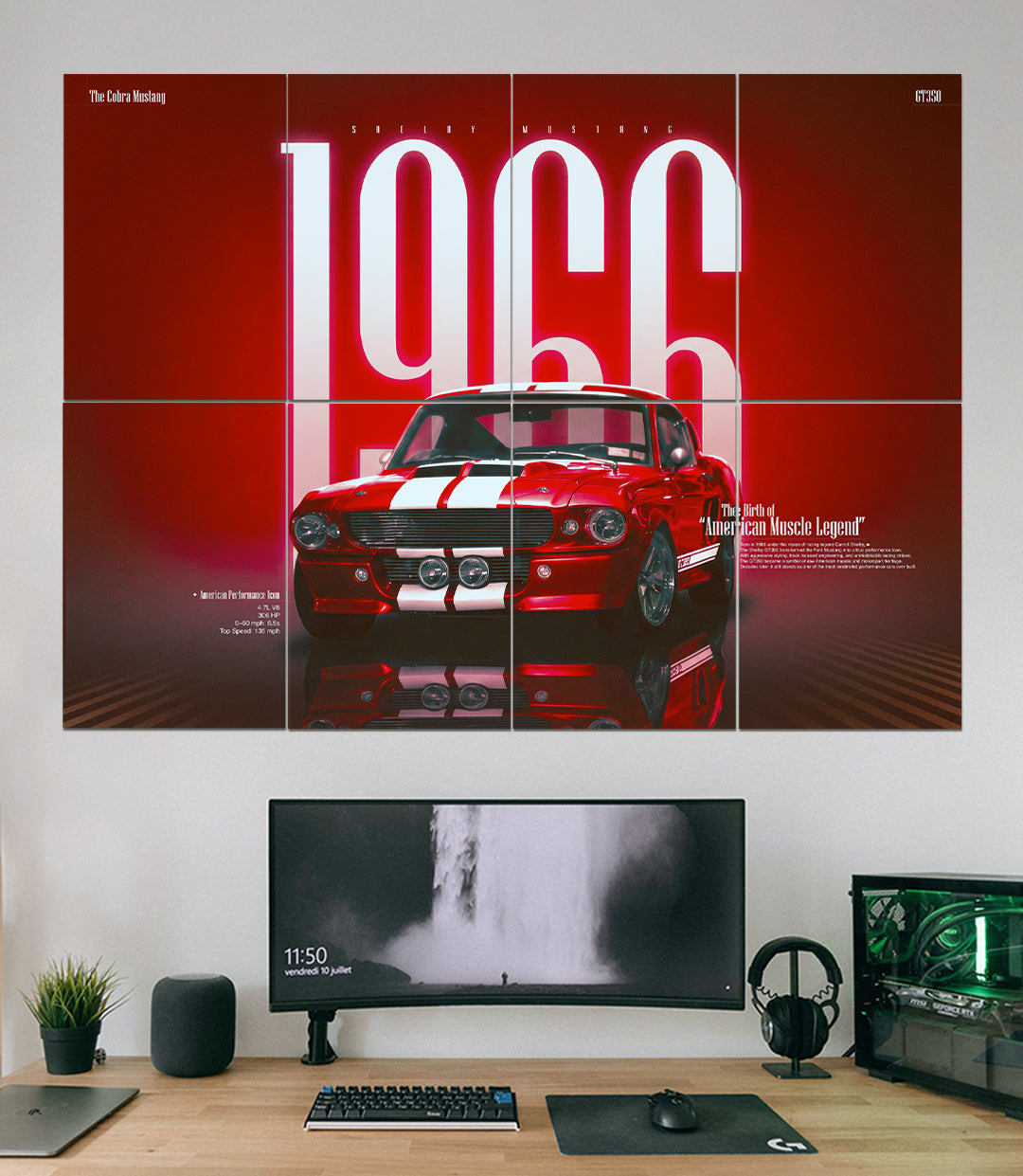 1966 Shelby Mustang GT350 | Muscle Car Wall Art | 8 Panel Split Wall Set