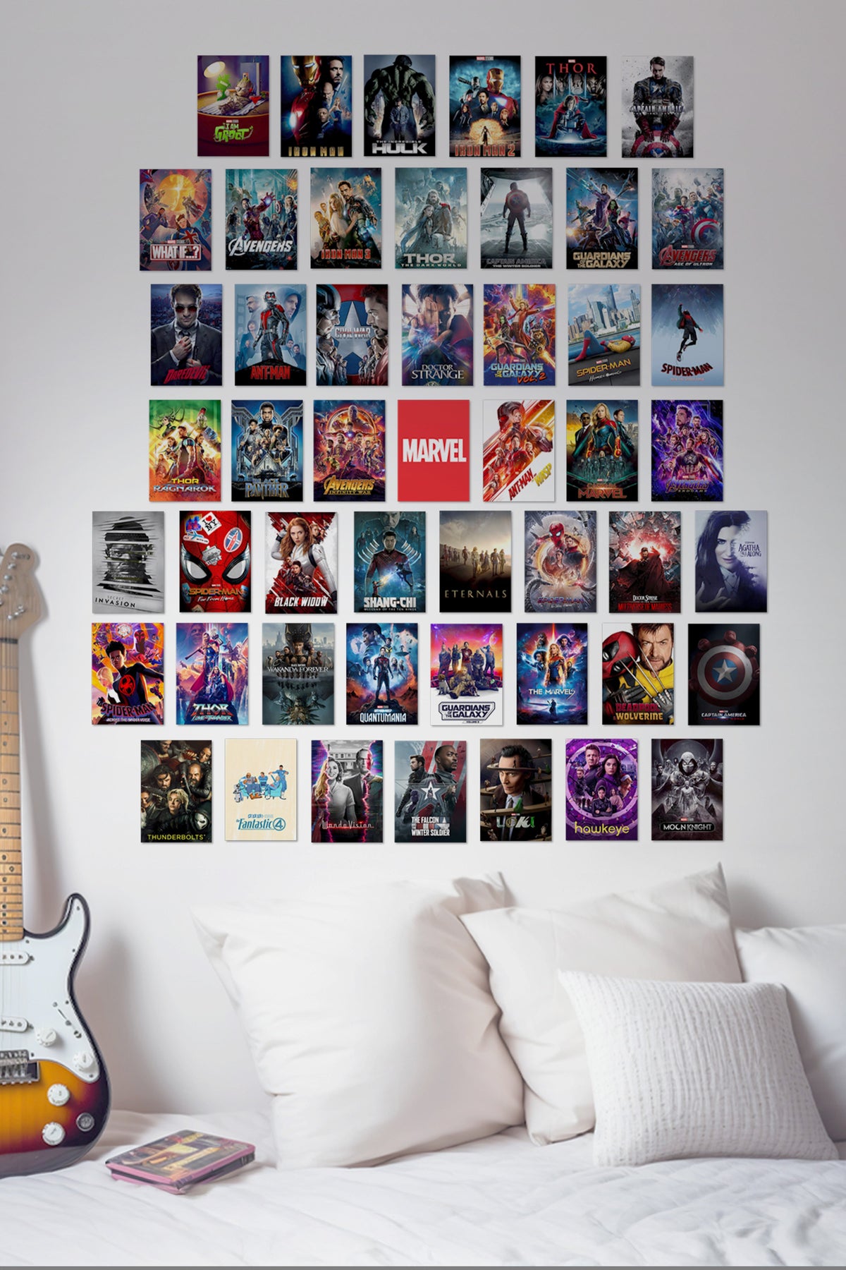 50 Epic Marvel Cinematic Universe Collage Set | Wall Setup Pack