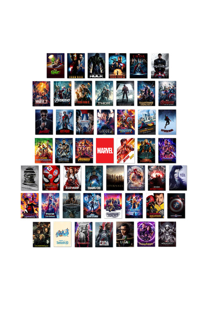 50 Epic Marvel Cinematic Universe Collage Set | Wall Setup Pack