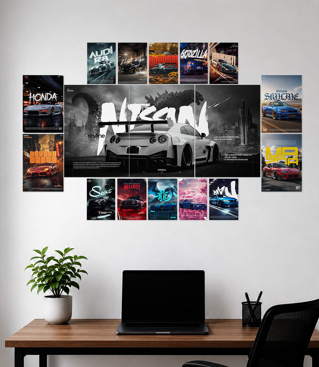 Epic JDM Cars Wall Set | Nissan Combo | 13x19 Split A4 A5 | Wall Setup Pack