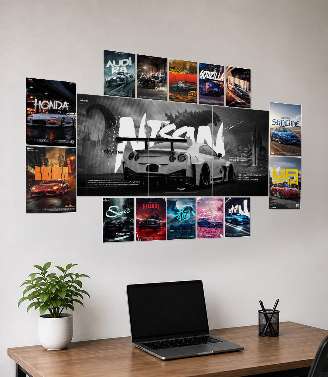 Epic JDM Cars Wall Set | Nissan Combo | 13x19 Split A4 A5 | Wall Setup Pack