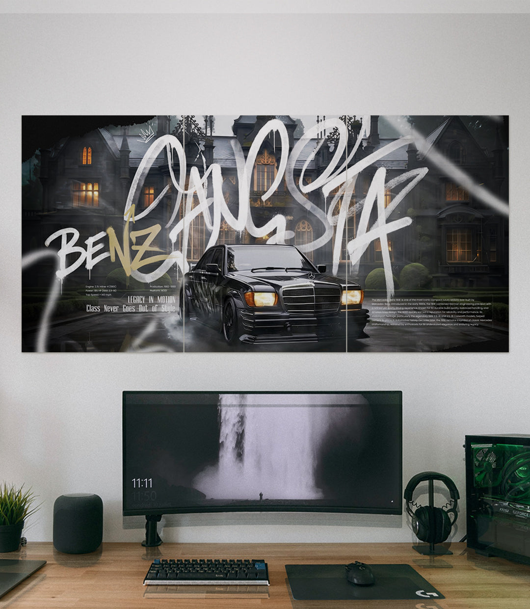 Mercedes Benz 190E W201 | Classic Benz Street Art Set | 3 Piece Set