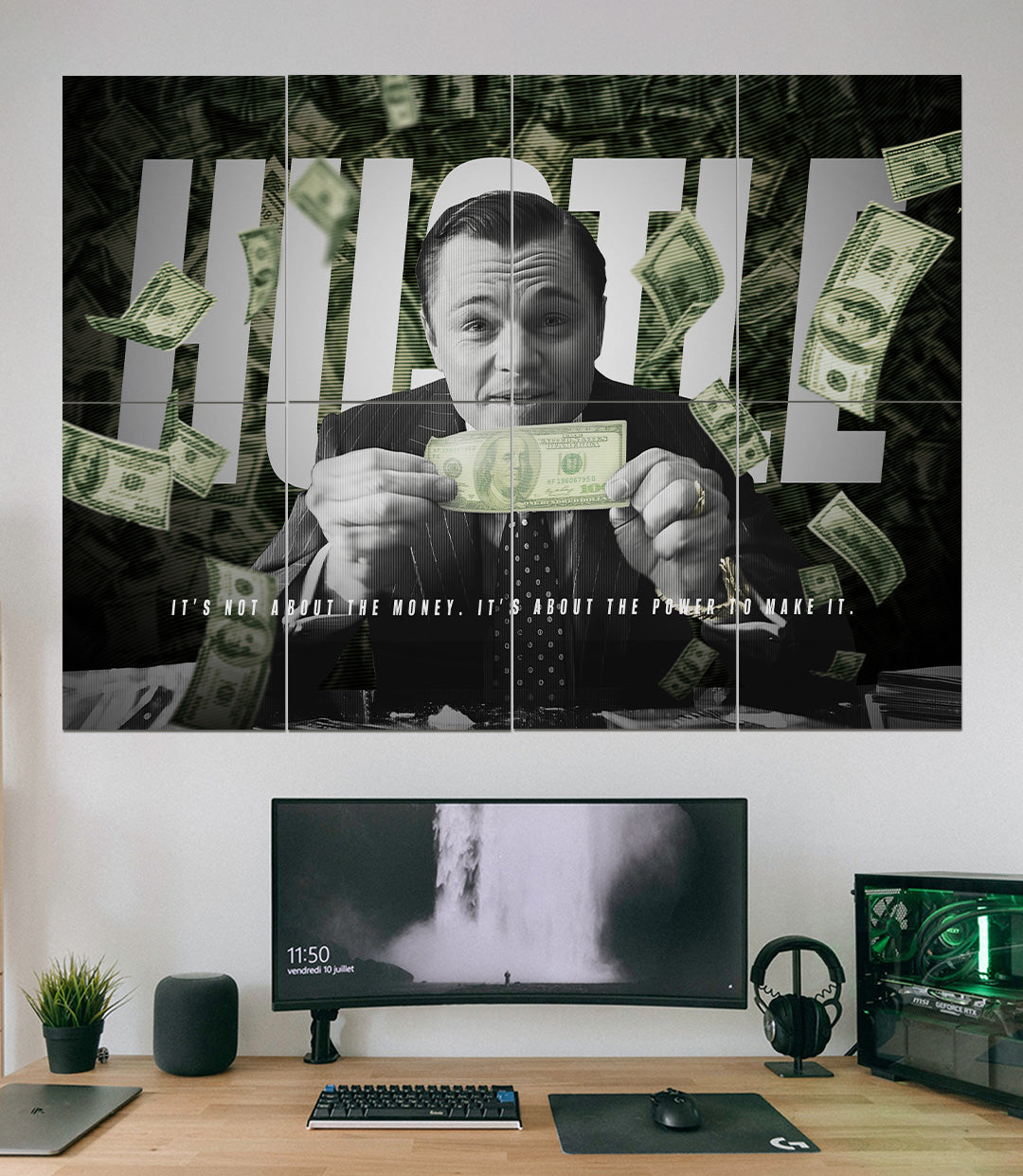 HUSTLE | Entrepreneur Motivation | 8 Panel Split Wall Set