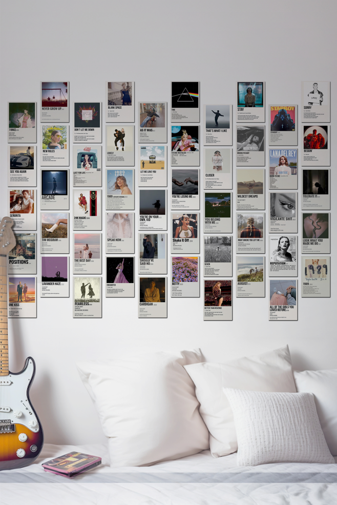 50 Epic Aesthetic Music Card Collage Set | Wall Setup Pack