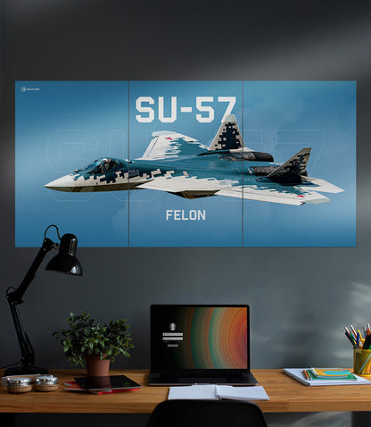 Sukhoi Su 57 FELON | Fighter Jet | 3 Piece Set