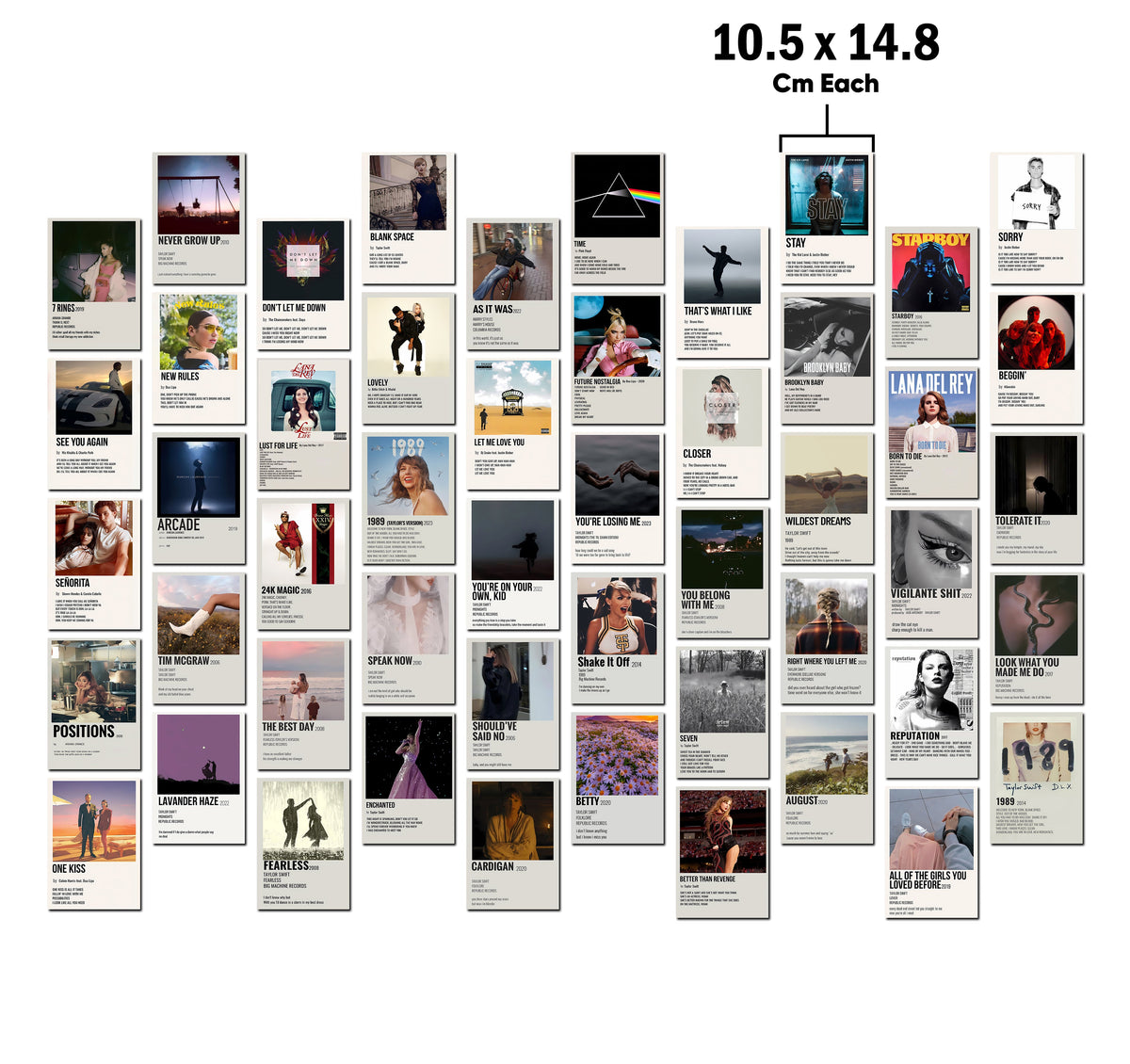 50 Epic Aesthetic Music Card Collage Set | Wall Setup Pack