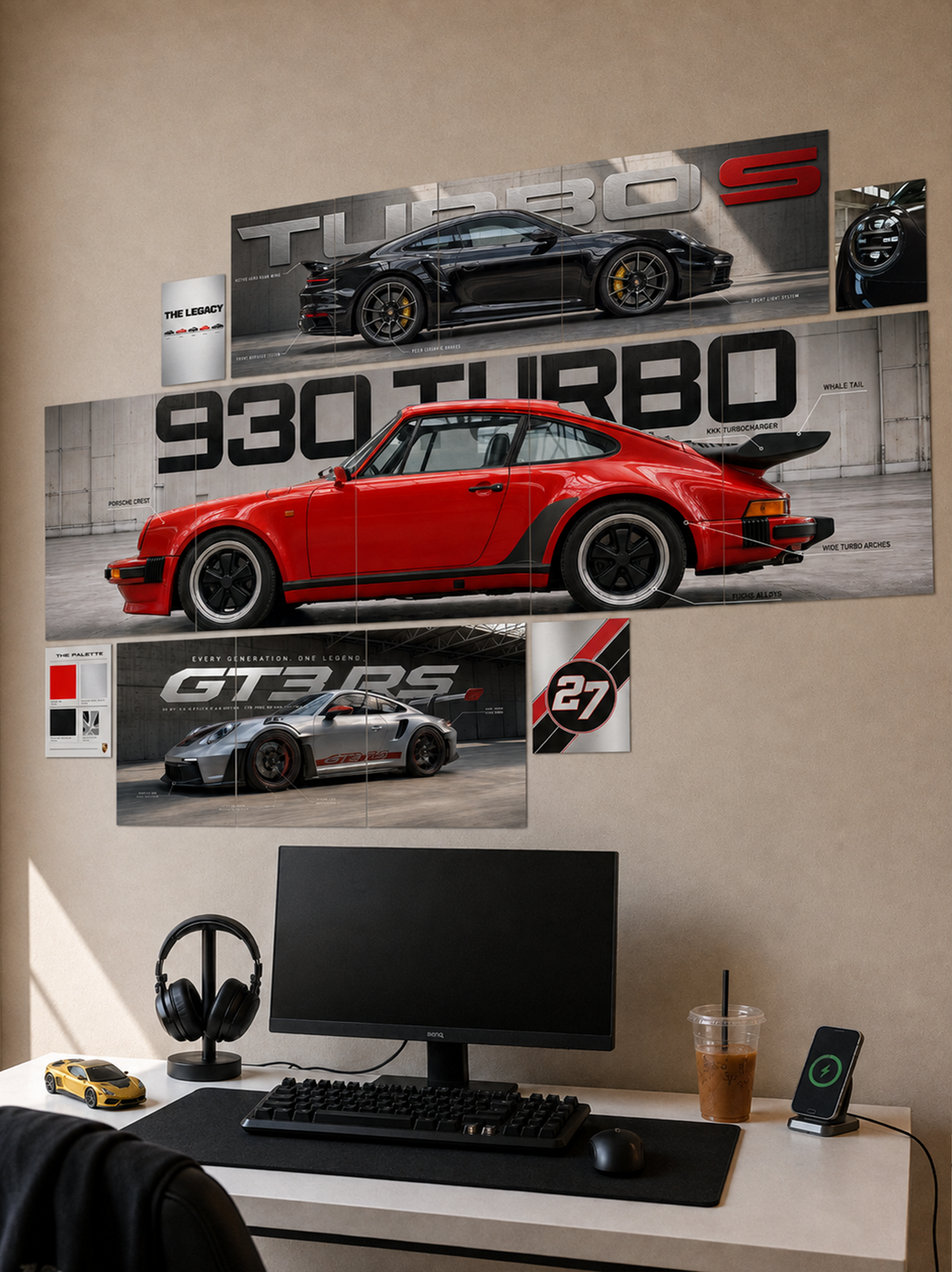 Porsche Performance Collection Wall Setup | Wall Setup Pack | 17 Piece A4 A3 A5 Mix Pack