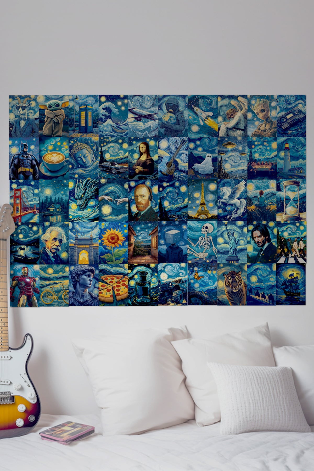50 Epic The Starry Night Collage Set | Wall Setup Pack